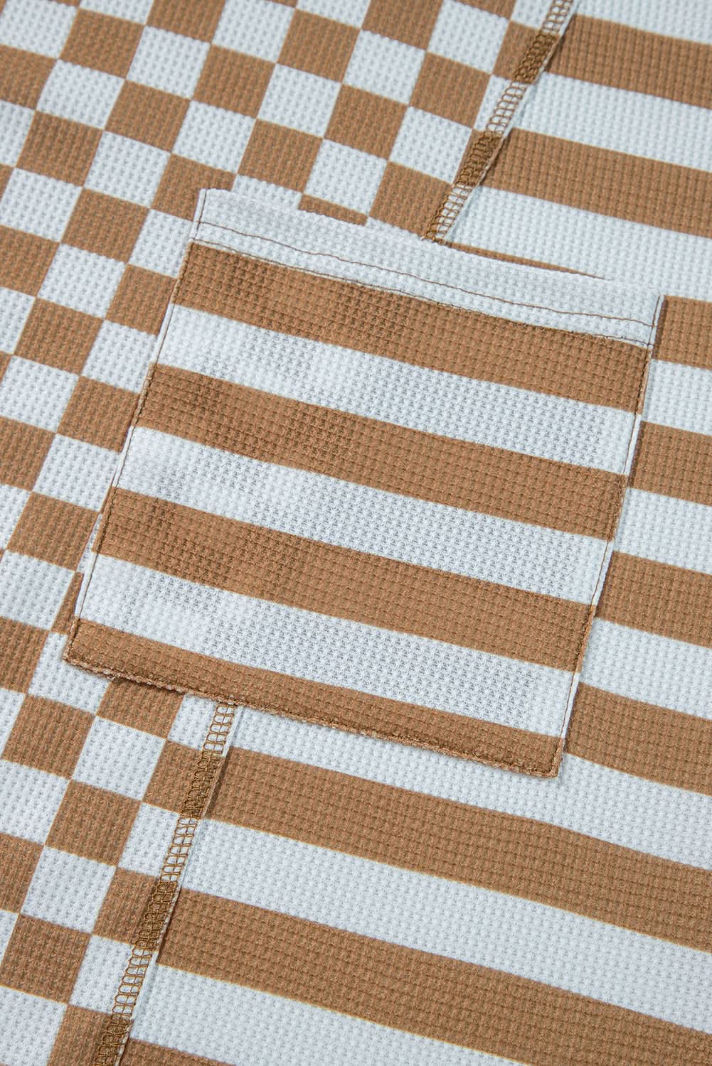 Chic plus size khaki mixed print top - Love Salve